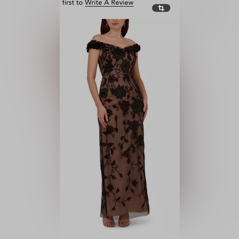Adrianna Papell Black Floral Embroidered Maxi Dress